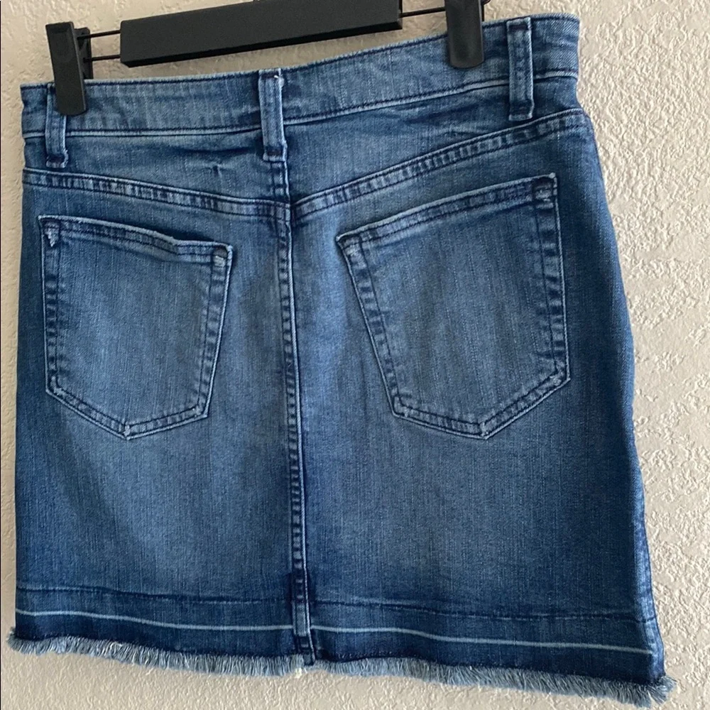 Michael Kors Denim Blue fringe bottom Skirt size 4 - Picture 3 of 11